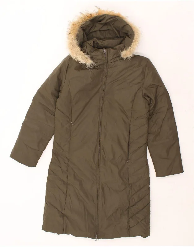 Stock Up SERGIO TACCHINI Womens Milano Hooded Padded Coat IT 46 Large Khaki