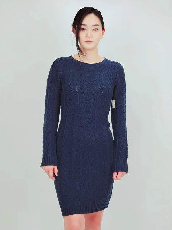 Weekend Specials to Enjoy Feminine Cable Knit Long Sleeve Sweater Dress