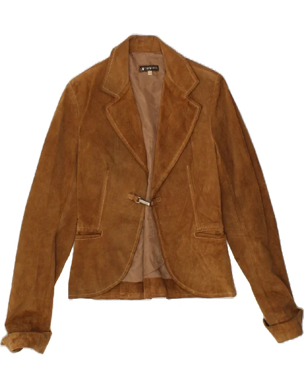 Price Slash TOGETHER Womens Suede Blazer Jacket IT 44 Medium Brown