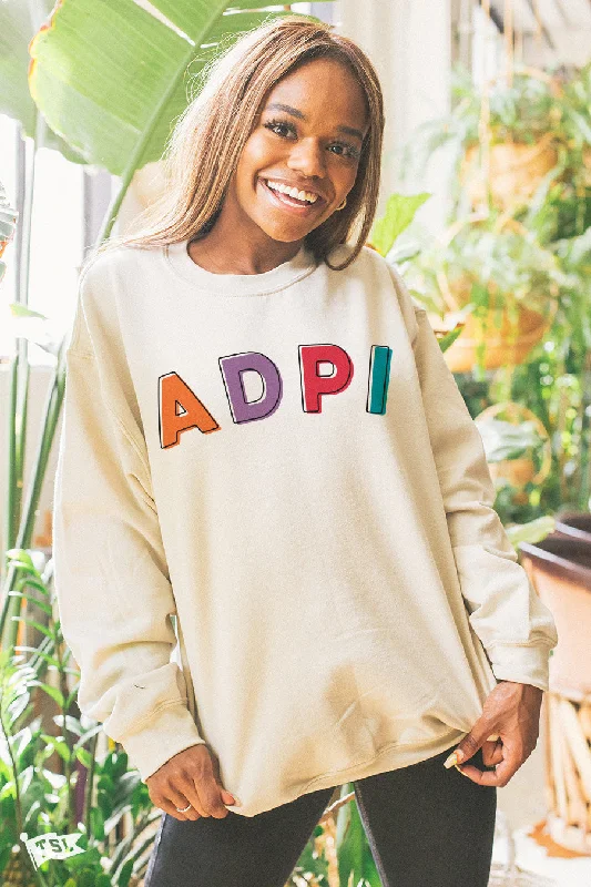 Savings Bonanza Alpha Delta Pi Stencil Crewneck