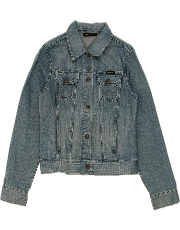 Savings Galore WRANGLER Womens Crop Denim Jacket UK 14 Large Blue Cotton