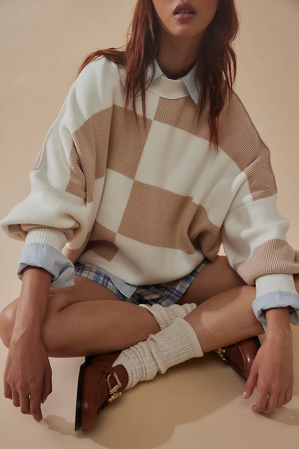 Savings Spectacular The Checker Easy Street Tunic by Free People - Sand