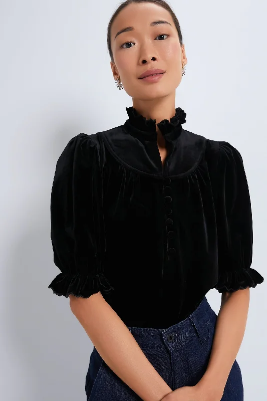 Weekend Deal Black Velvet Selena Blouse