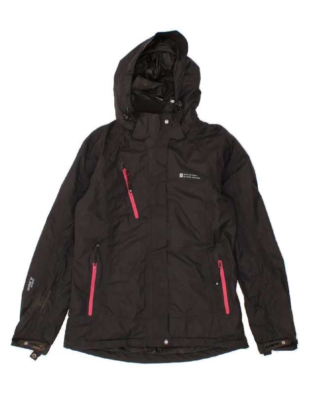 The Best Deal MOUNTAIN WAREHOUSE Womens Hooded Windbreaker Jacket UK 8 Small Black Nylon
