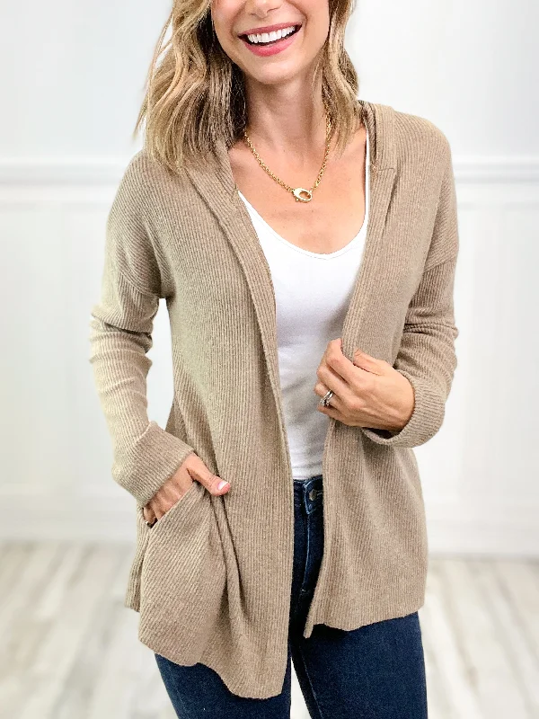 Shop and Save Soft Cashmere Rib Duster Cardigan with a Hood