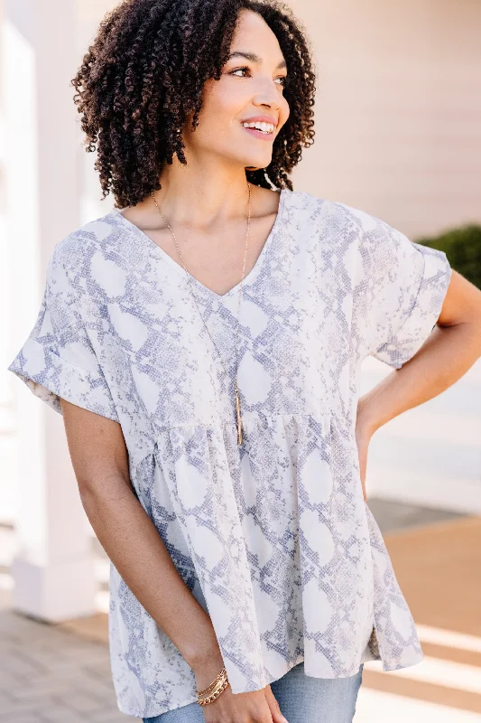 Savings Spectacular Leave Your Love Gray Snake Print Babydoll Top