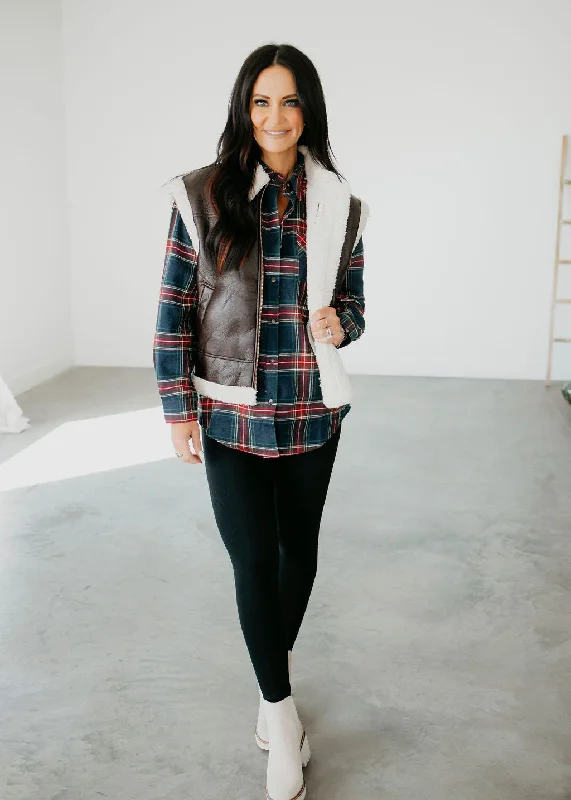 Steal Deal Abbie Faux Leather Shearling Vest