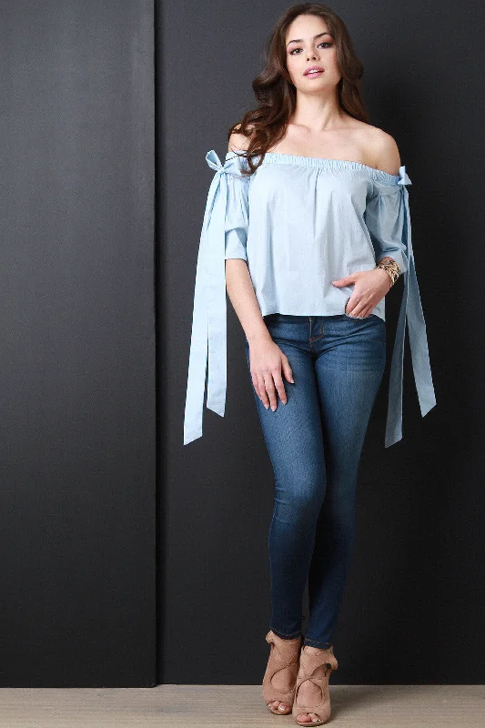 Exclusive Offers Off The Shoulder Bow Tie Top