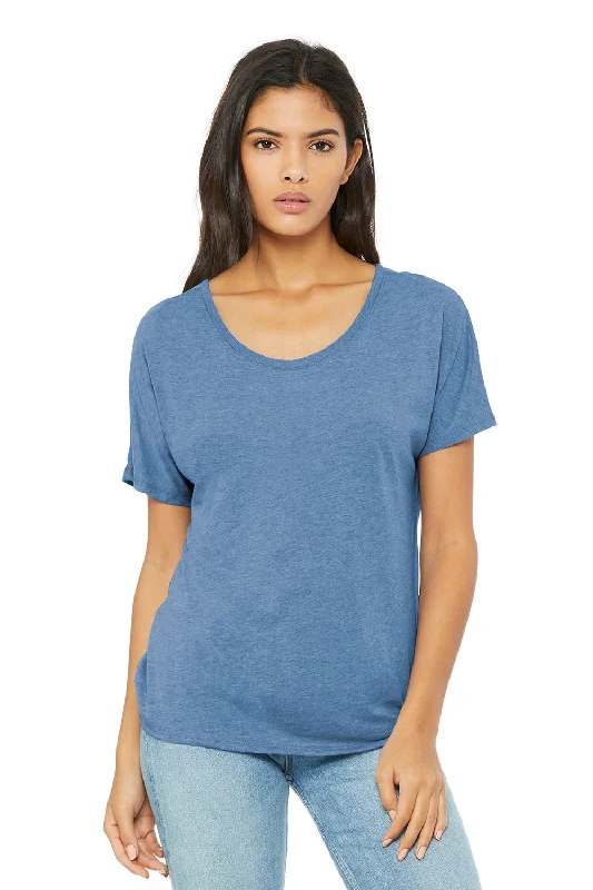 Final Markdown Bella + Canvas Womens Slouchy Short Sleeve Wide Neck T-Shirt - Blue Triblend