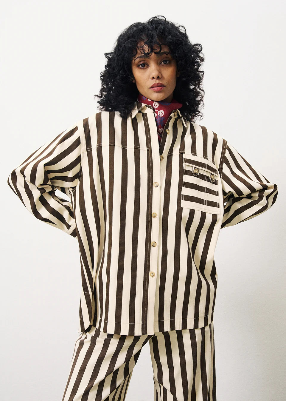 Discount Deals The Edita Shirt by FRNCH - Chocolate Stripe