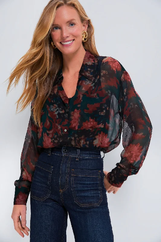 Final Markdown Persimmon Floral Sheer Alysse Blouse