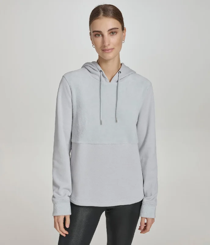 Price Cut Fur Backed Fleece Hooded Sweatshirt