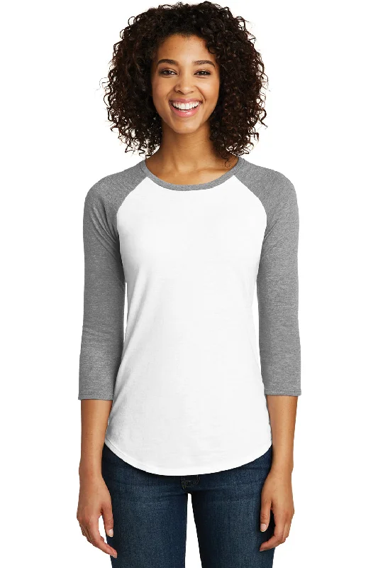 Deal Frenzy District Womens Very Important 3/4 Sleeve Crewneck T-Shirt - White/Heather Light Grey - Closeout Deal Frenzy District Womens Very Important 3/4 Sleeve Crewneck T-Shirt - White/Heather Light Grey - Closeout