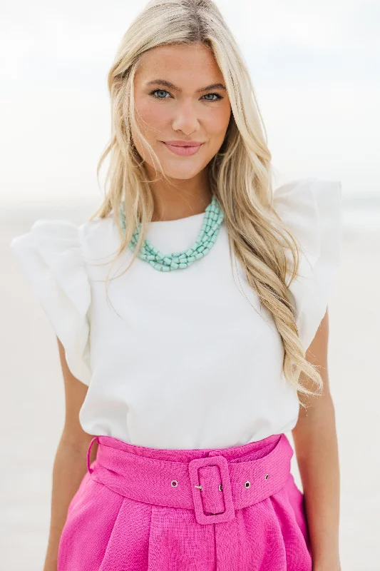 Massive Deals On Your Terms White Ruffled Blouse