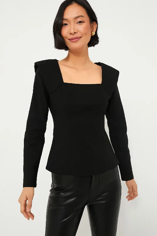 Deal Alert Black Long Sleeve Hepburn Blouse