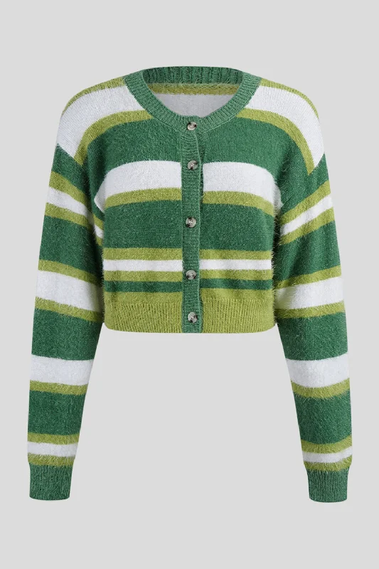Final Markdown Striped Button Up Dropped Shoulder Cardigan