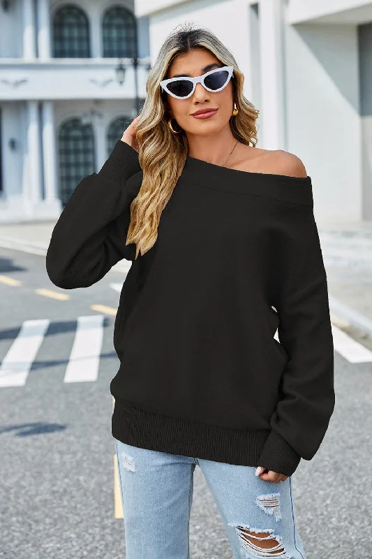 Weekend Deals That Amaze Long Sleeve Ribbed Trim Sweater