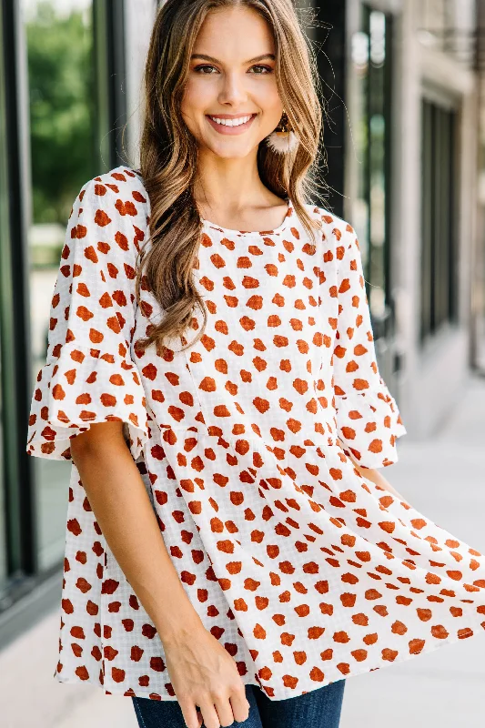Limited Availability Lucky In Love Toffee Brown Spotted Blouse