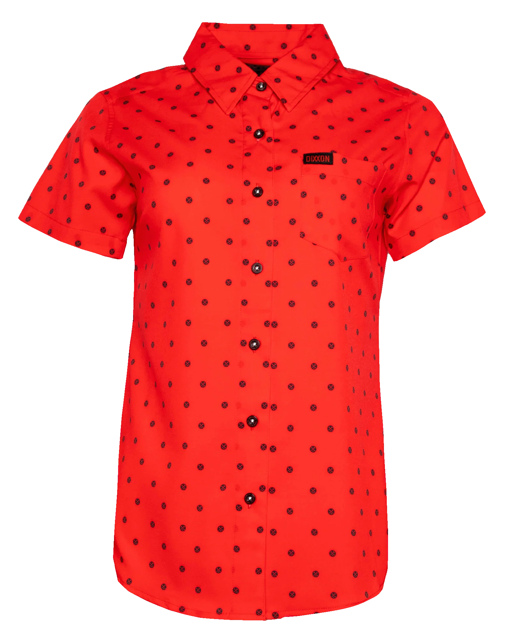 Discount Deals Polkacide Women's Short Sleeve Party Shirt - Red/Black