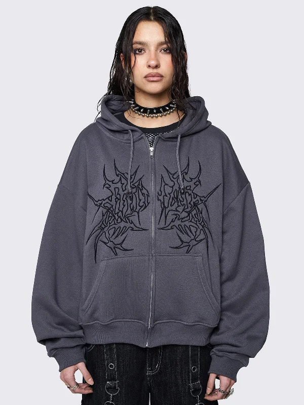 Early Bird Discount Minga Ink Grey Zip Up Hoodie