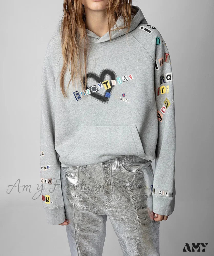 Quick Sale Heart Diamond Embroidered Cozy Comfortable Colorful Soft Hoodies
