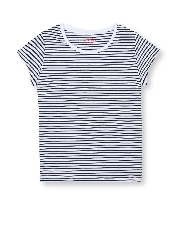 YEAR-End Sale Organic Jersey Stripe Teasy Tee FAV, White/Black