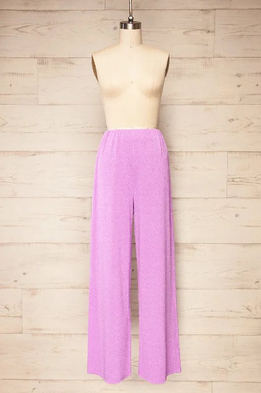 Don't Delay Salaberry | Lilac Knit Wide-Leg Pants