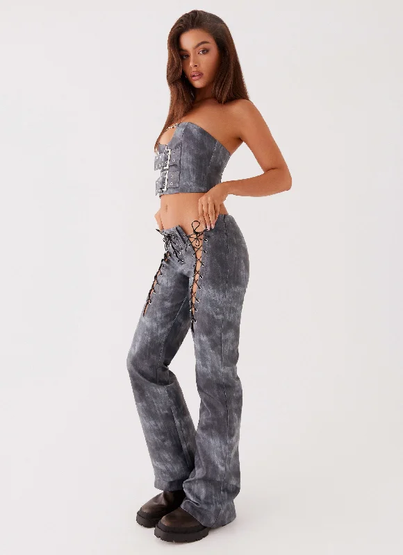 Weekend Specials to Delight Better When I'm Dancing Lace Up Pants - Graphite