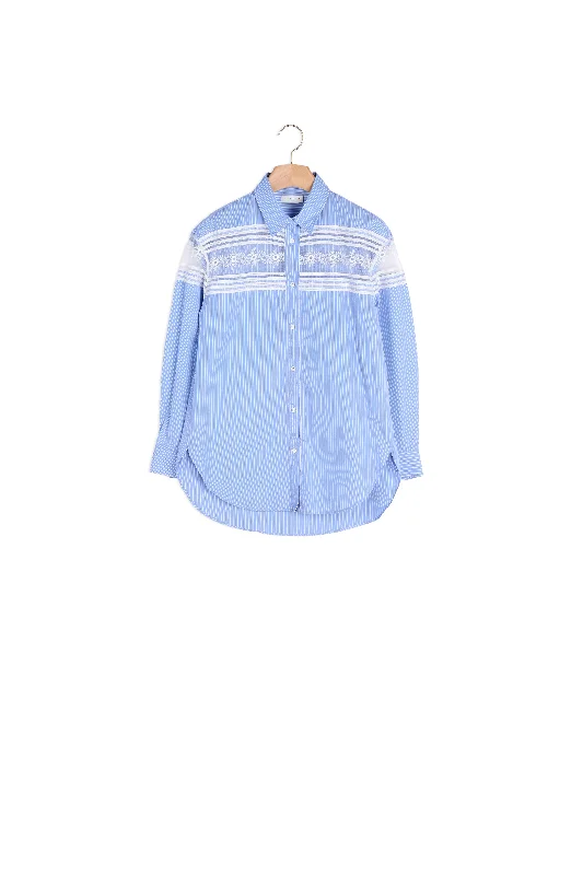 Limited Quantity Chemise rayée à insertion de dentelle