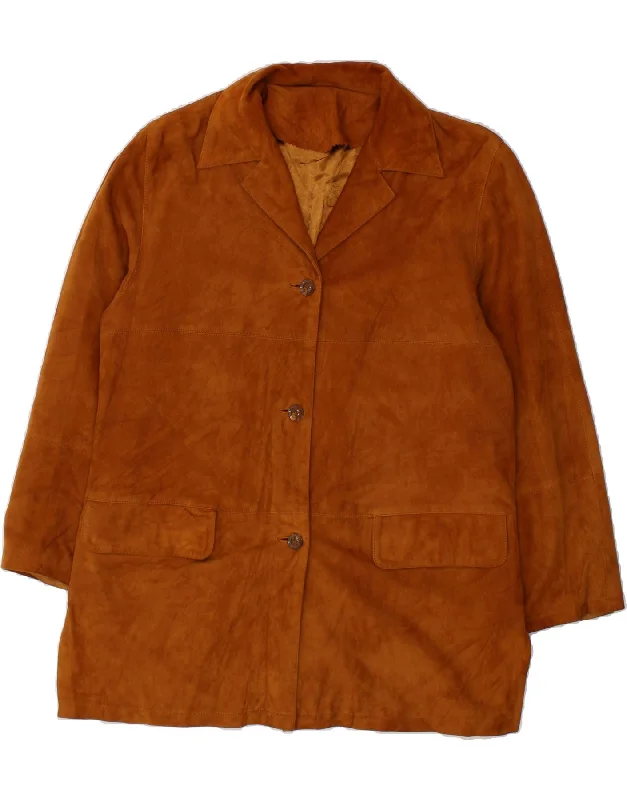 Weekend Discounts to Indulge In VINTAGE Womens Suede Jacket IT 46 Large Brown Leather