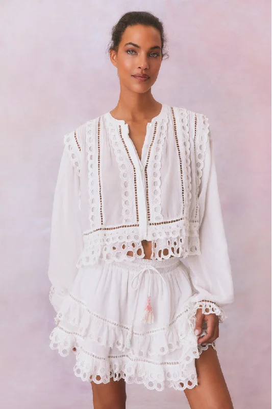 One-DAY Sale Kava Eyelet Cotton Blouse