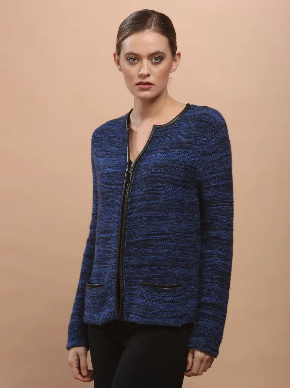 Today Only Leather Piping Zip Cardigan