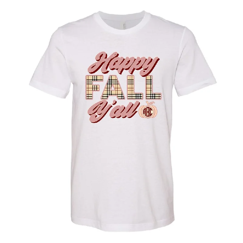 Special Offer Monogrammed 'Happy Fall Y'all' Basic T-Shirt