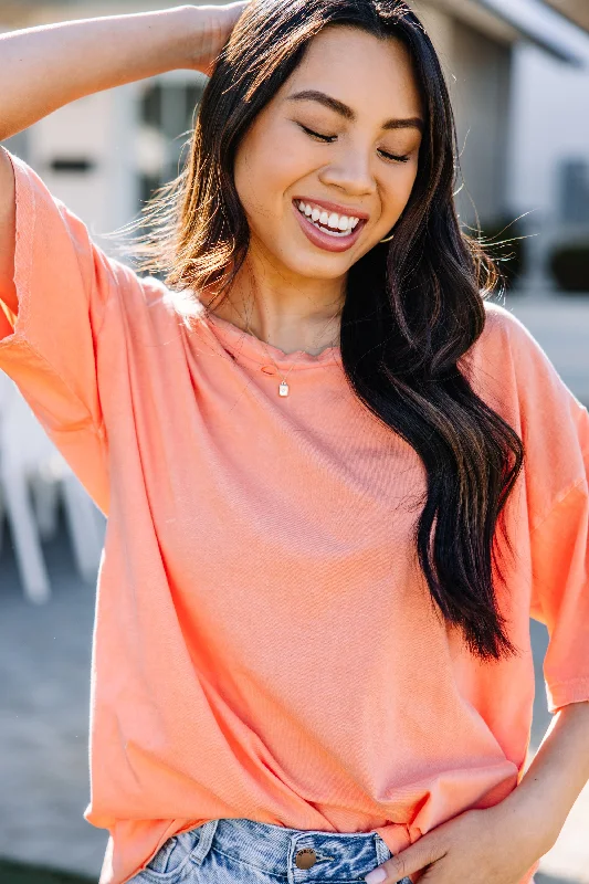 Hurry In On The Move Coral Orange Distressed Tee