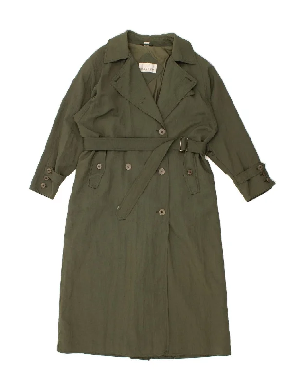 Can't Be Beat VINTAGE Womens Oversized Trench Coat UK 12 Medium Khaki Nylon