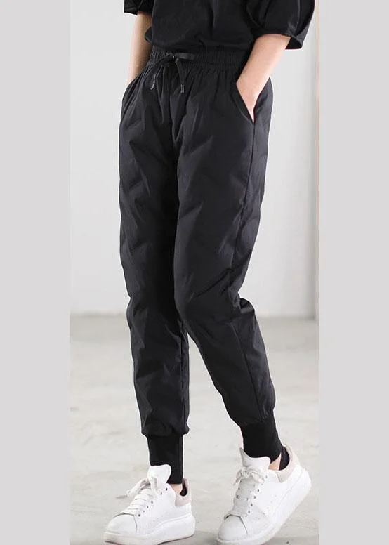 Special Price Chic Black Pockets Duck Down Pants Trousers Winter