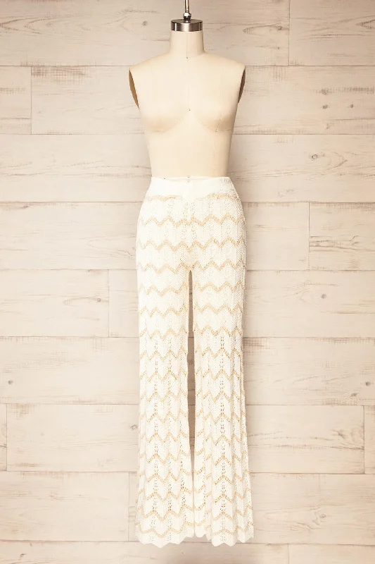 Final Sale Jankovic | High-Waisted Ivory Crochet Pants