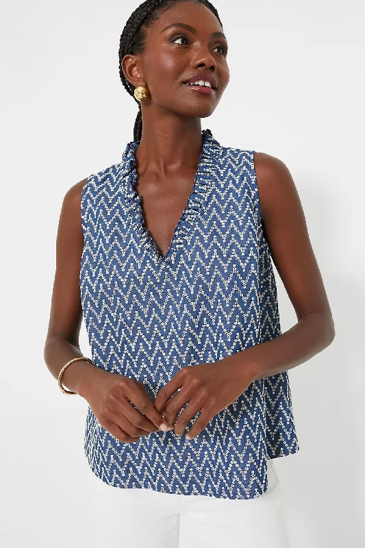 Unwind with Weekend Discounts Denim Stripe Veronica Top