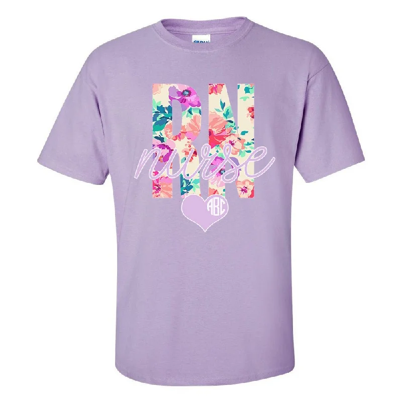 Take Action Monogrammed 'Floral RN' Basic T-Shirt