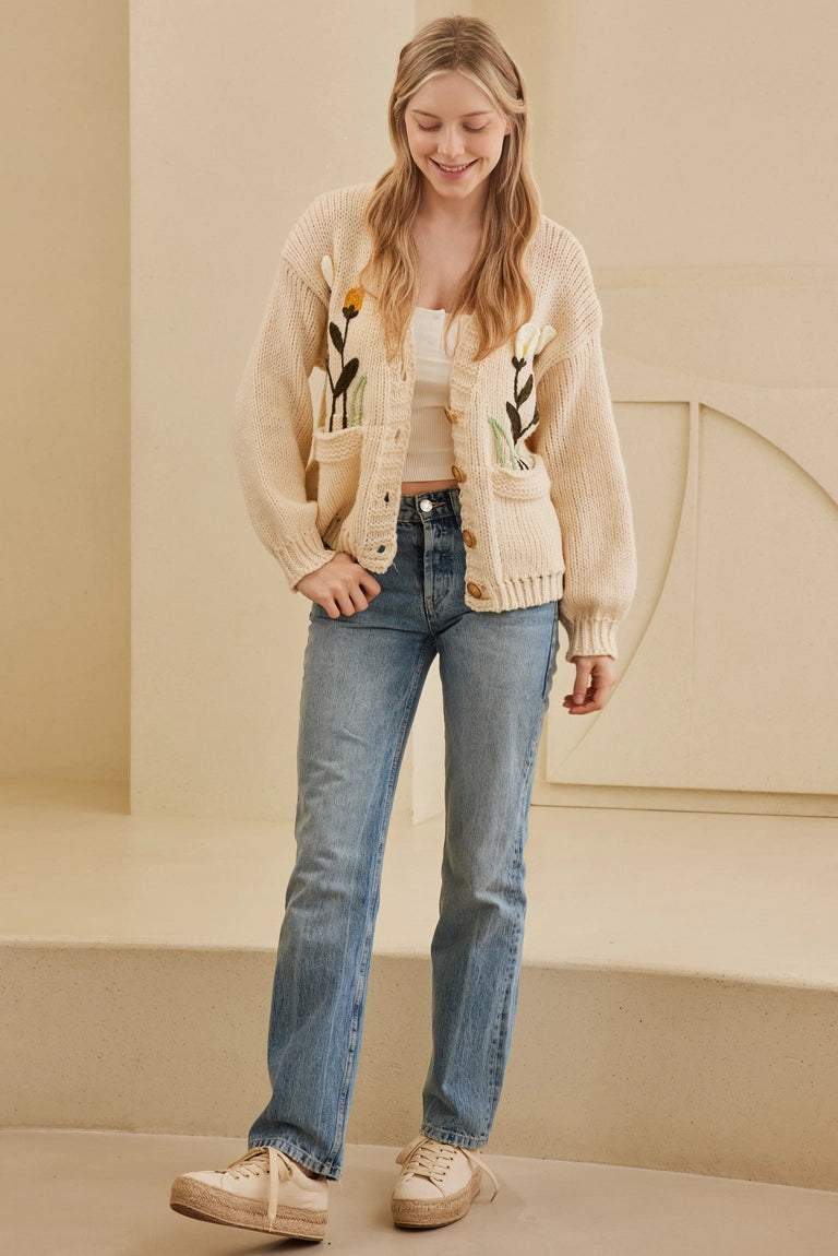 Massive Deals Josslyn Floral Embroidered Cardigan