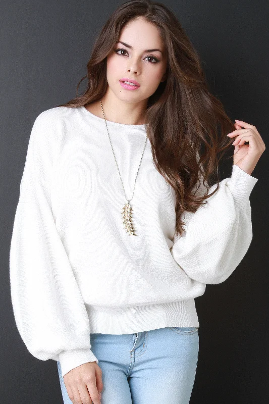 Daily Specials Thick Knit Trumpet Sleeve Sweater Top