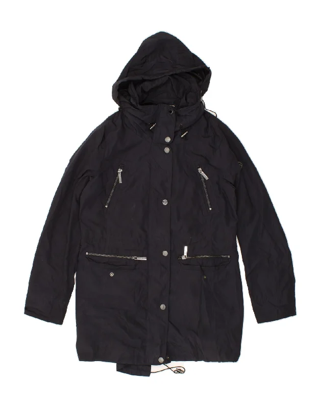 Limited Quantity MICHAEL KORS Womens Hooded Windbreaker Coat UK 14 Medium Black Polyester