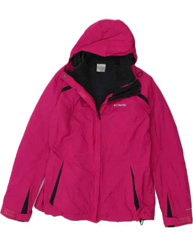 Special Price COLUMBIA Womens Hooded Windbreaker Jacket UK 18 XL Pink Polyester