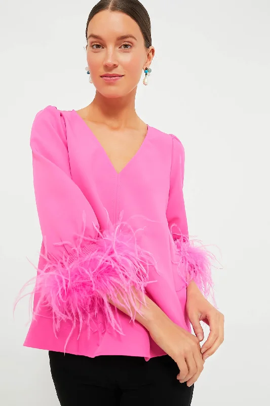 Markdown Madness Hot Pink Feather Easton Blouse