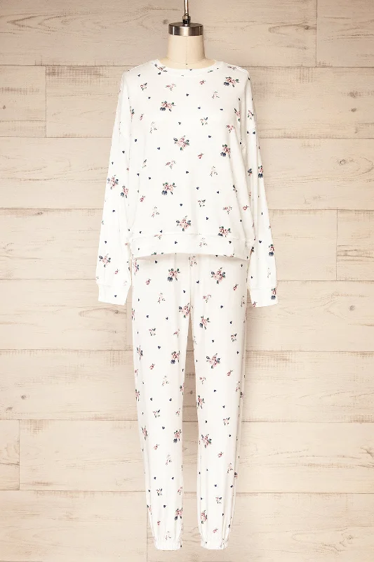 Don't Miss Out Set Brantford | Floral White Loungewear Set