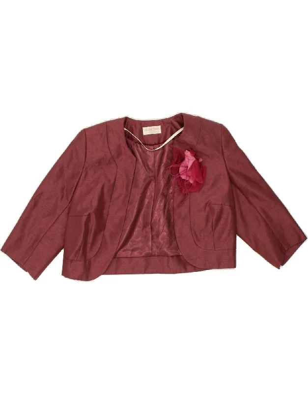 Weekend Specials to Savor VINTAGE Womens 3/4 Sleeve Bolero Jacket UK 10 Small Maroon Polyester