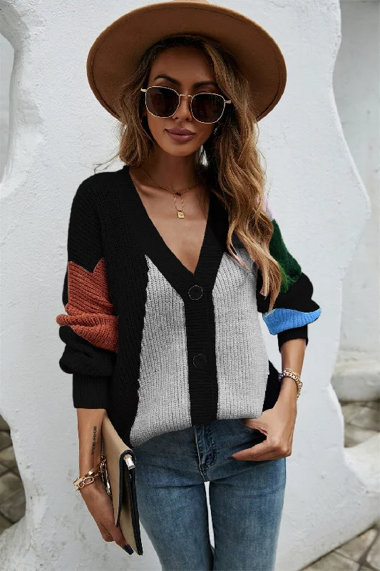 Today’s Deal Angel Wings Contrast Button Front V-Neck Cardigan
