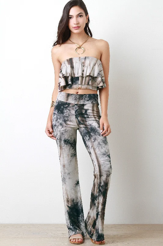 Flash Sale Tie Dye Double Flutter Tier Tube Top