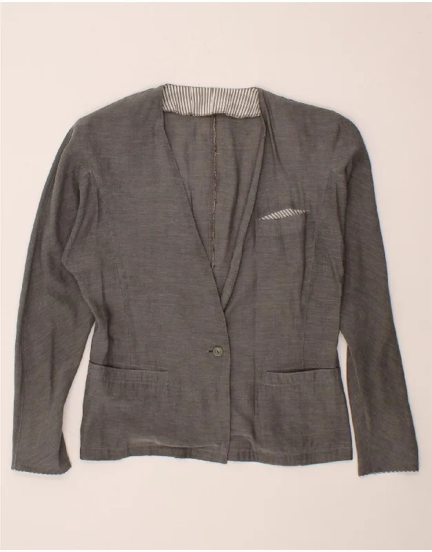 Hurry In GERRY WEBER Womens 1 Button Blazer Jacket EU 34 XS Grey Cotton