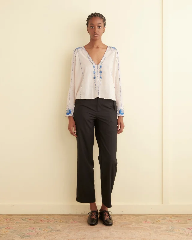 Season Finale Sale Embroidered Cornflower Top